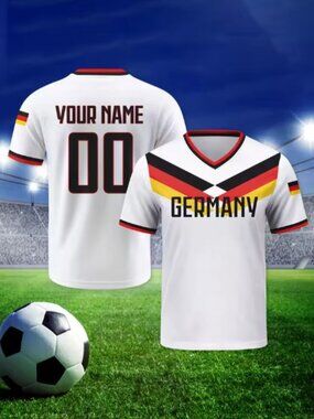 Germany Football Jersey Personalized with Name Number Breathable V-neck Soccer